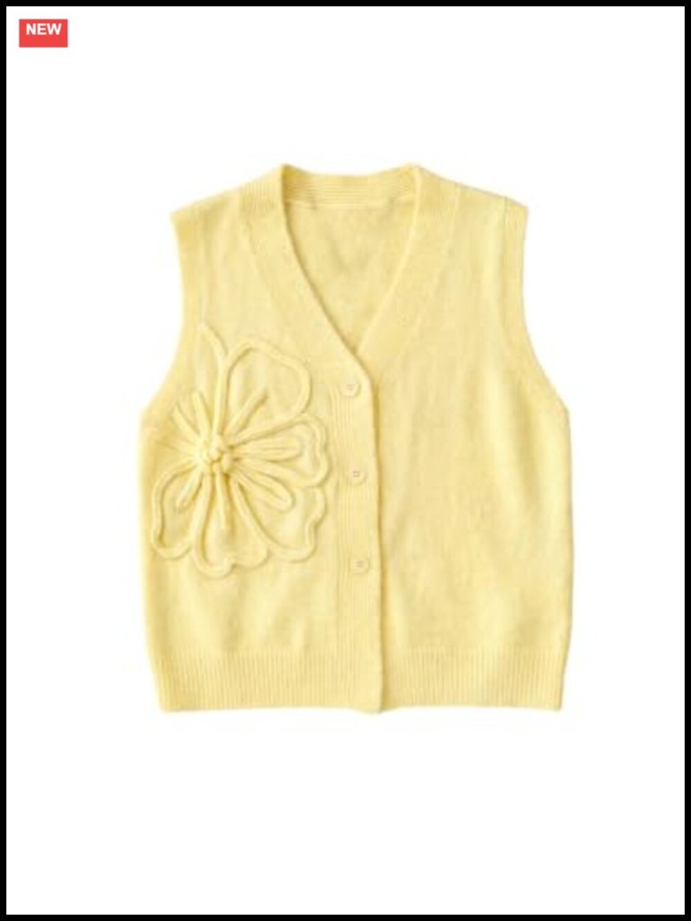 Sleeveless Sweater Vest Floral Button Down V Neck Knit Cardigan